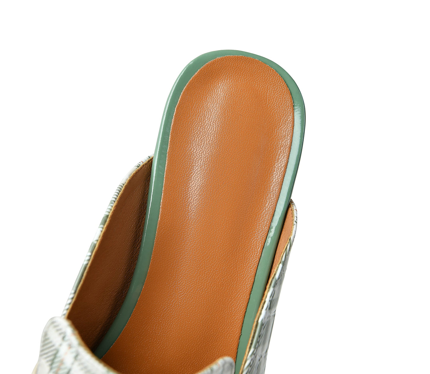 Nine Seven Women's Square Toe Plaid Genuine Leather Handmade Buckle Decor Stylish Low Heel Sandal Slippers