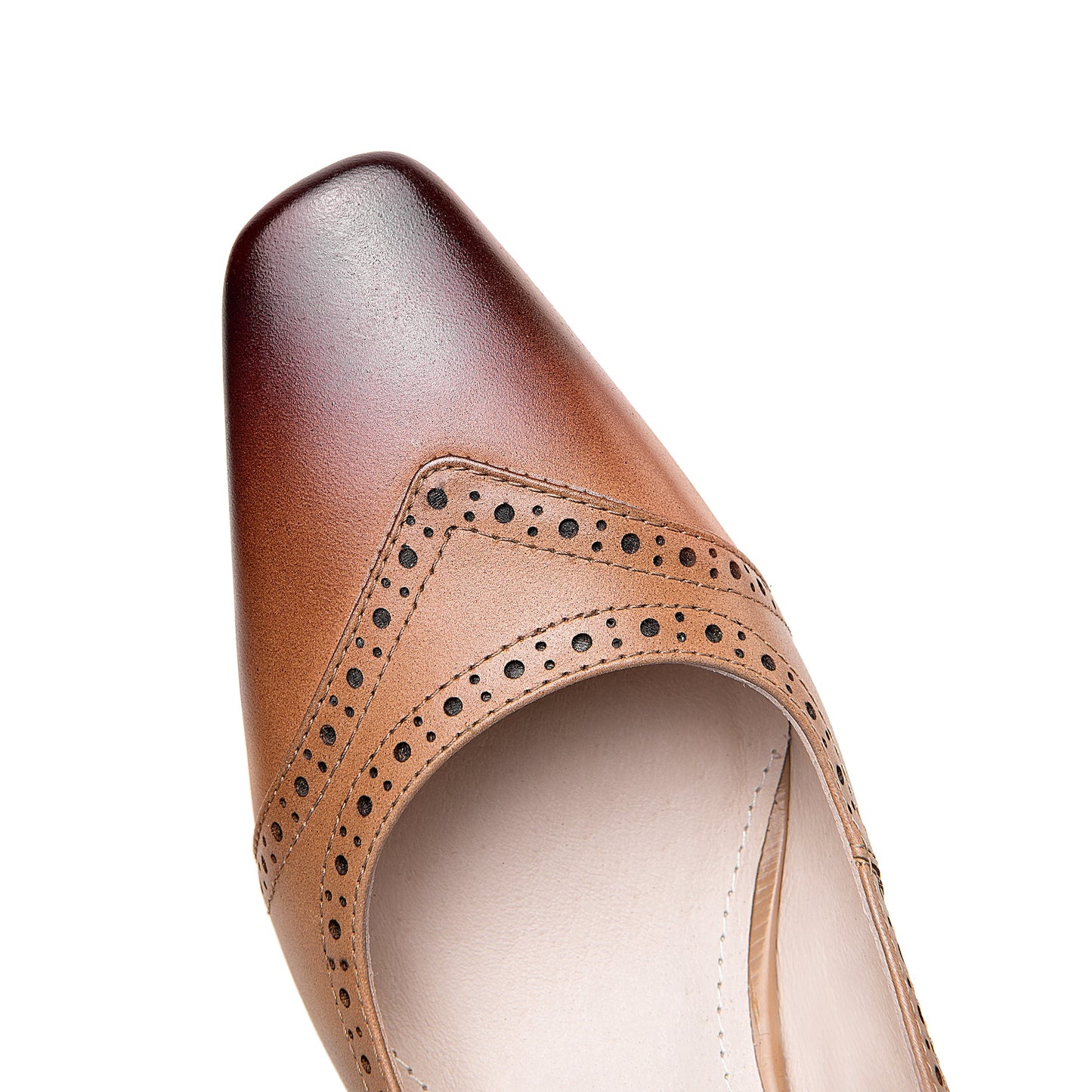 Nine Seven Genuine Leather Women's Handmade Little Square Toe Mental Mid Stiletto Heel Buckle Gradient Color Mary Jane Pump Shoes
