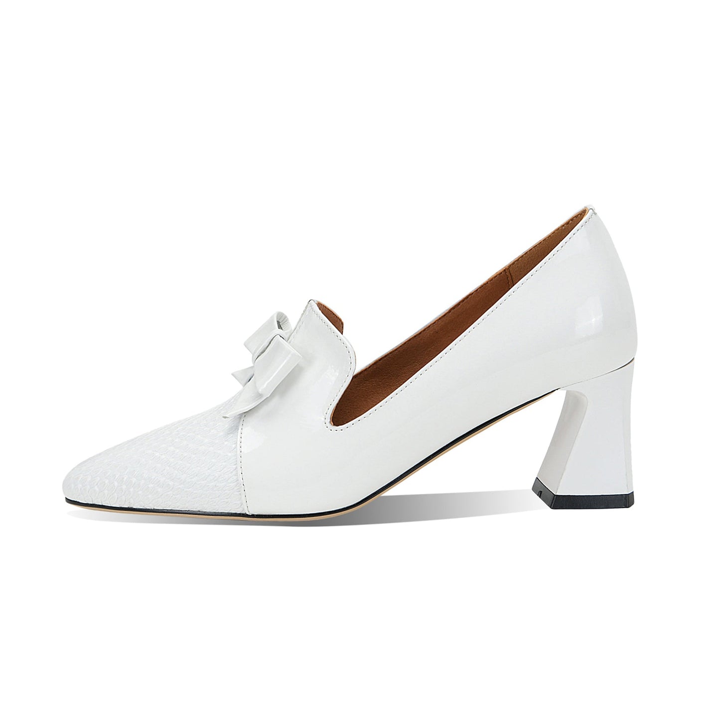 Nine Seven Women's Handmade Genuine Leather Pointed Toe Bowknot Elegant Spool Heel Pumps Shoes