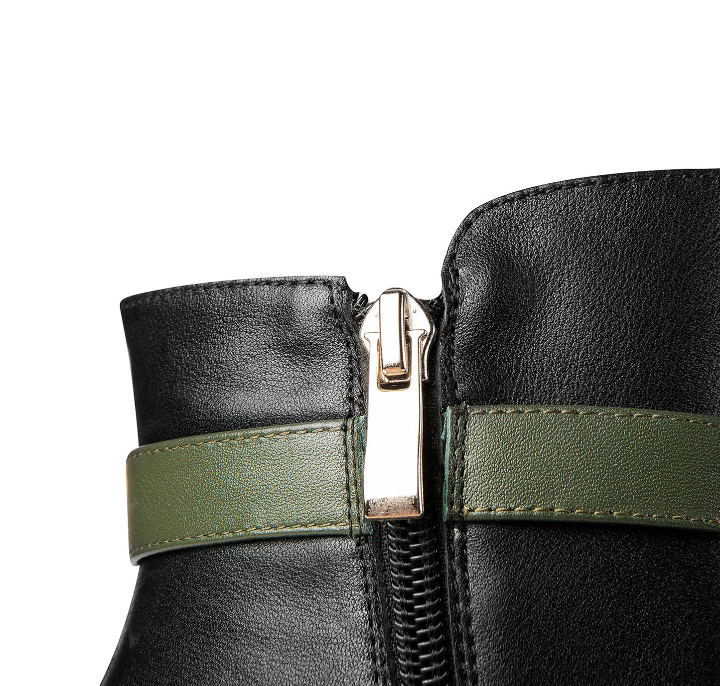 Nine Seven Women's Genuine Leather Handmade Stylish Chunky Heel Side Zip Up Belt Design Ankle Booties