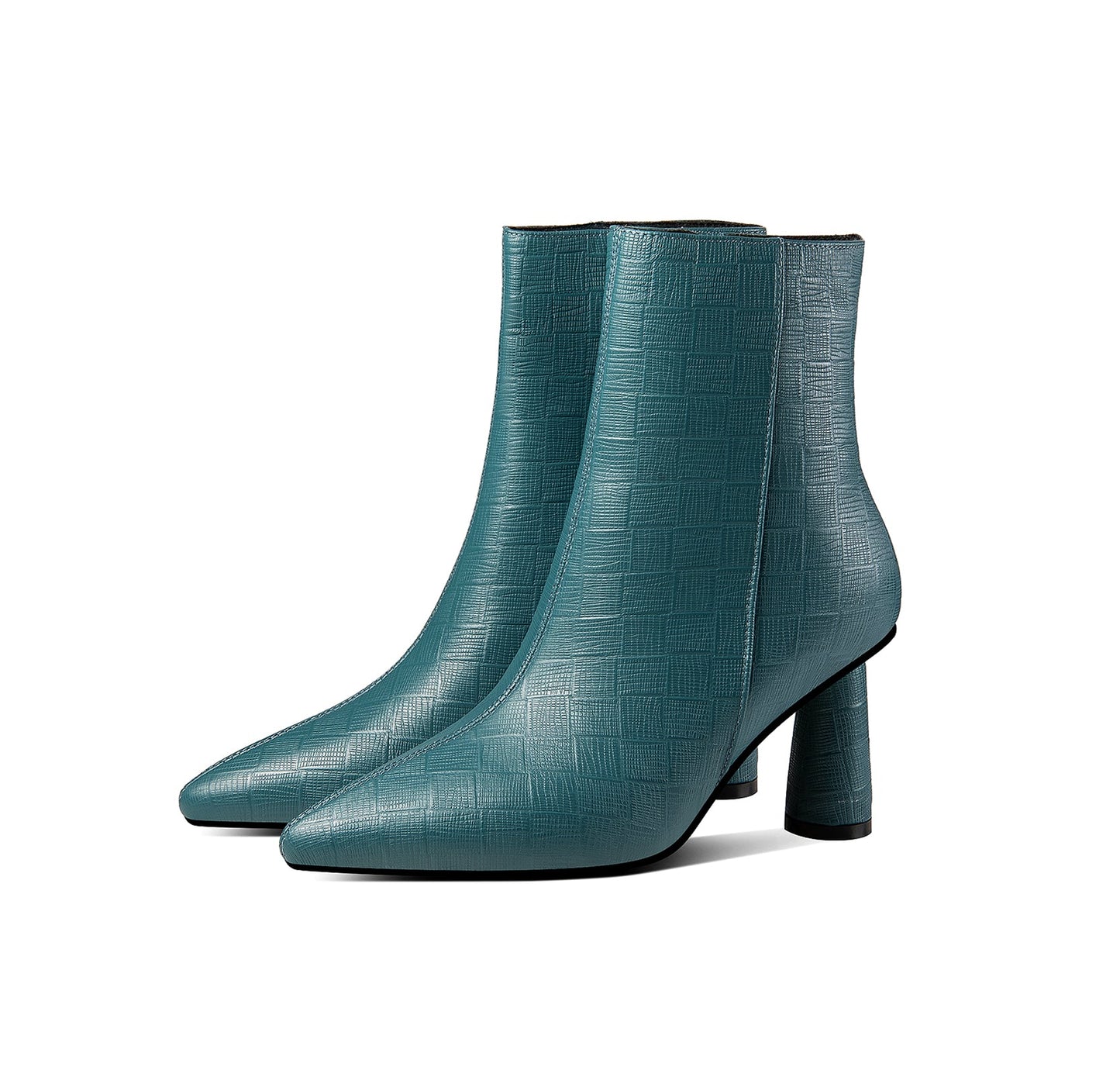 Nine Seven Genuine Leather Women's Handmade Cone Heel Side zip Up Pointed Toe Elegant Ankle Booties