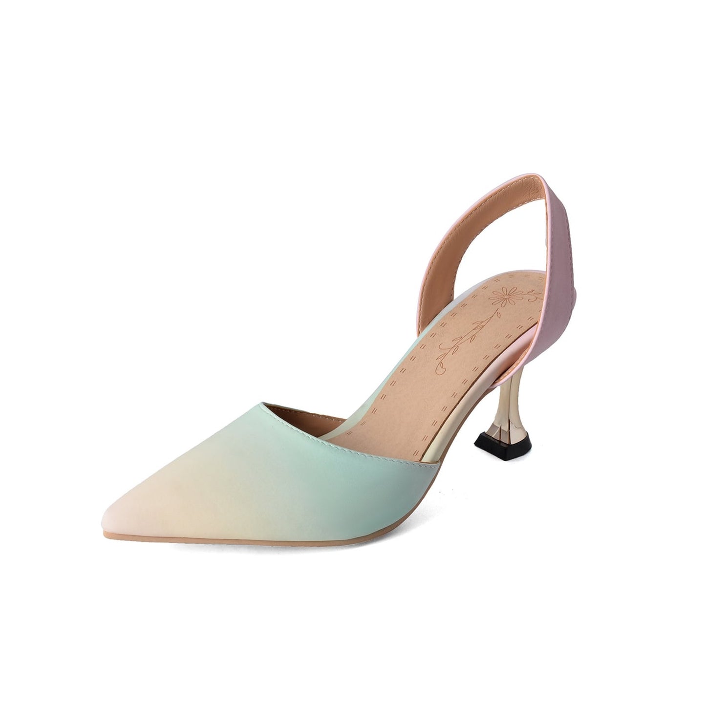Graduated Colors Handmade Women's Pointed Toe High Heel Slingback Sandal Shoes