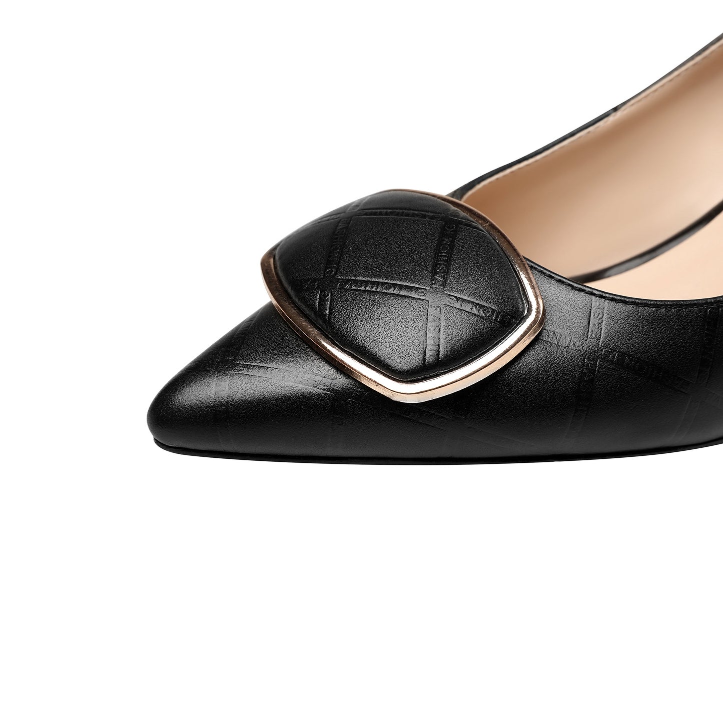 Nine Seven Genuine Leather Handmade Women's Low Block Heel Pointed Toe Graceful Pump Shoes