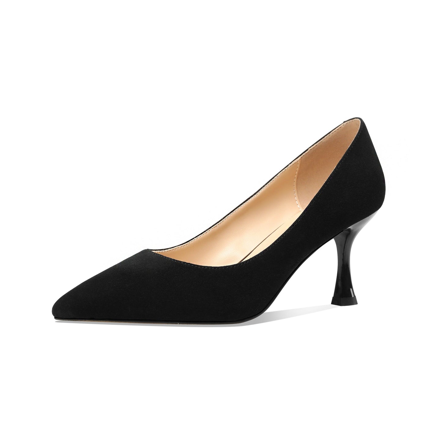 Nine Seven Suede Leather Women's Handmade Pointed Toe Sexy Mid Stiletto Heel Slip On Office Party Pump Shoes