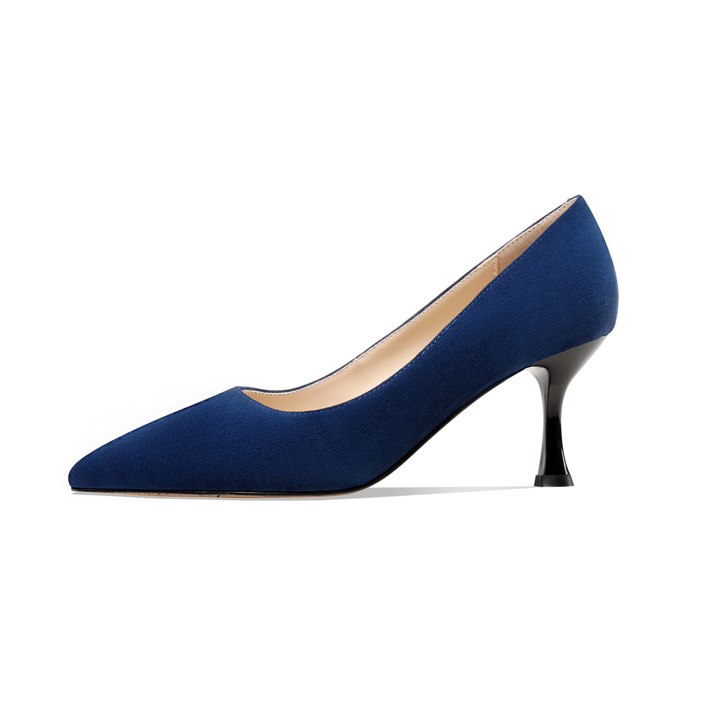 Nine Seven Suede Leather Women's Handmade Pointed Toe Sexy Mid Stiletto Heel Slip On Office Party Pump Shoes