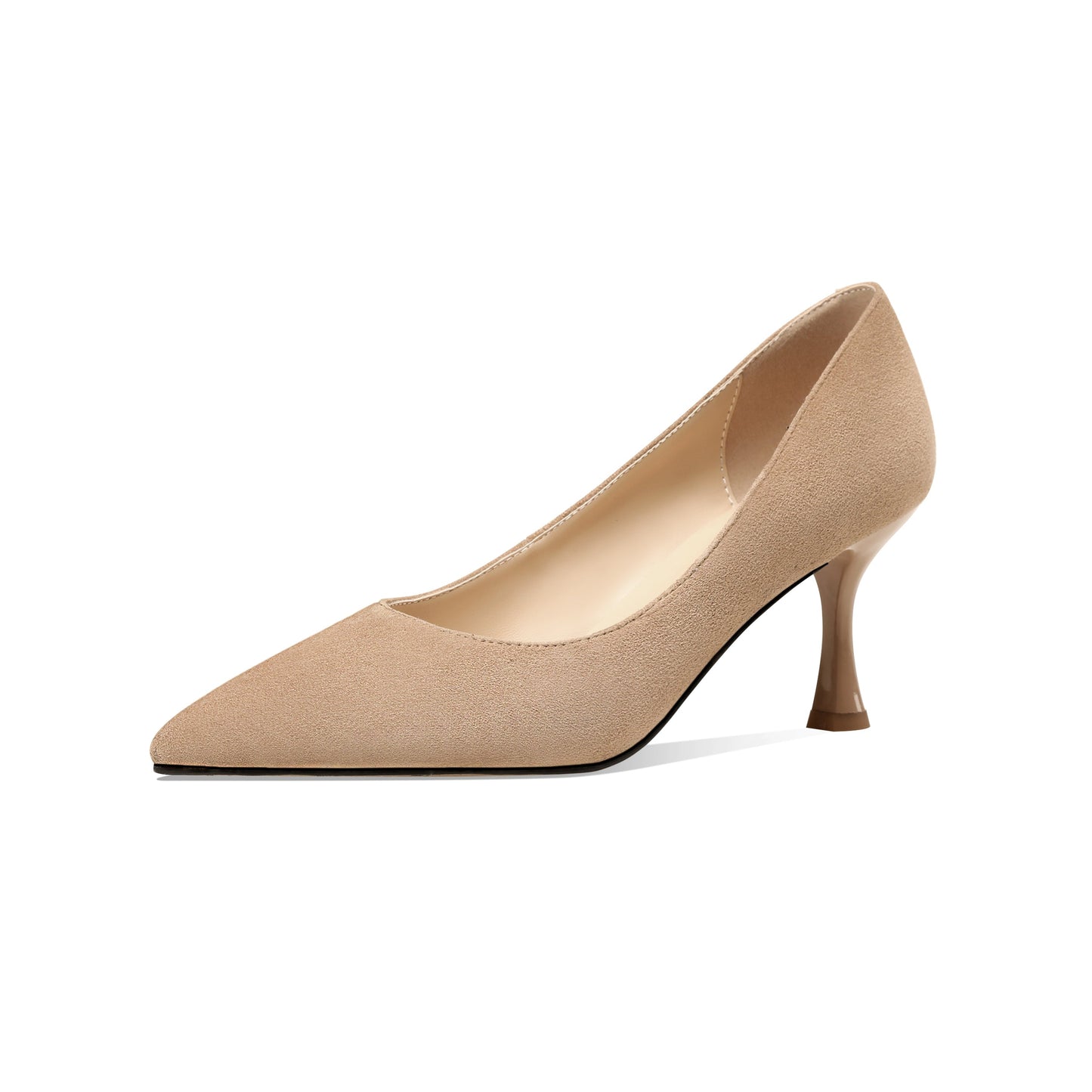 Nine Seven Suede Leather Women's Handmade Pointed Toe Sexy Mid Stiletto Heel Slip On Office Party Pump Shoes