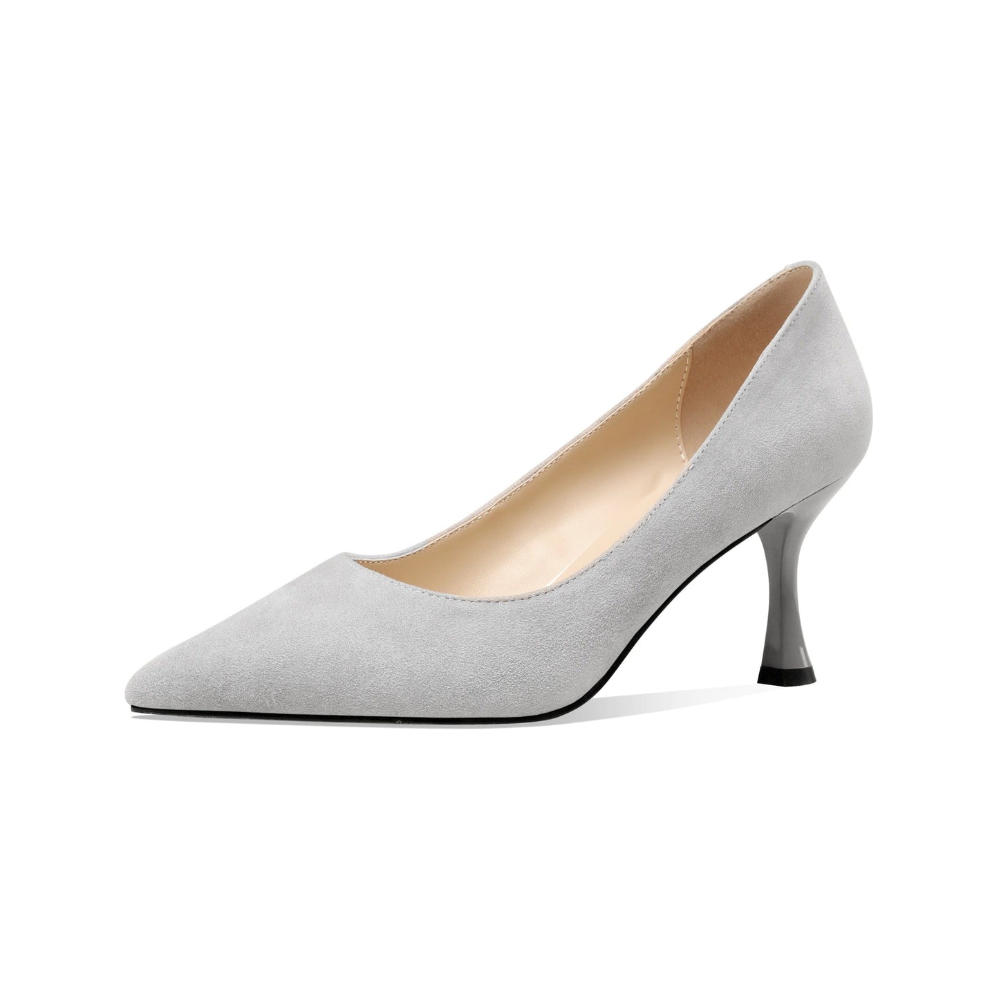 Nine Seven Suede Leather Women's Handmade Pointed Toe Sexy Mid Stiletto Heel Slip On Office Party Pump Shoes