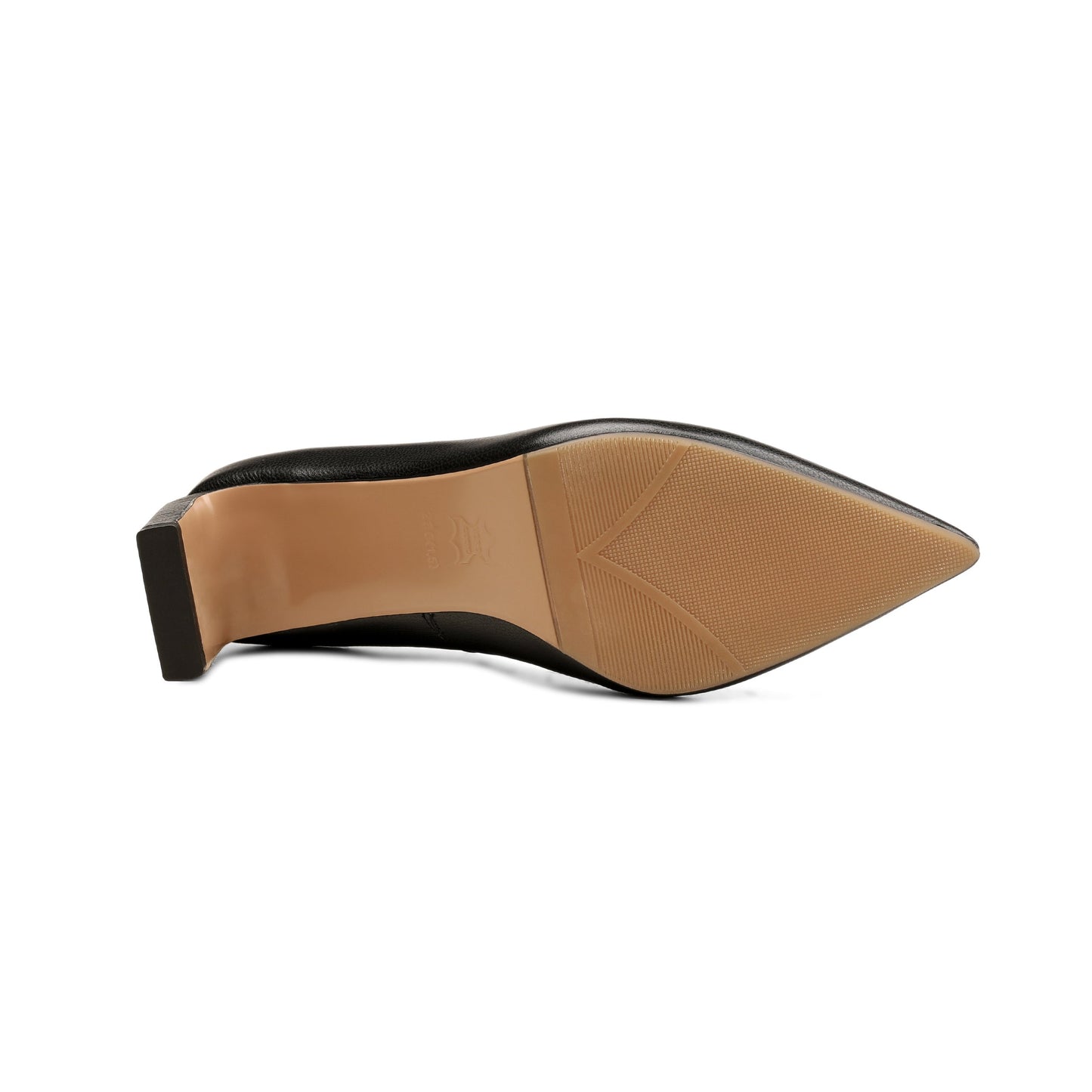 Nine Seven Women's Handmade Genuine Leather Pointed Toe Mid Block Heel Pumps Shoes