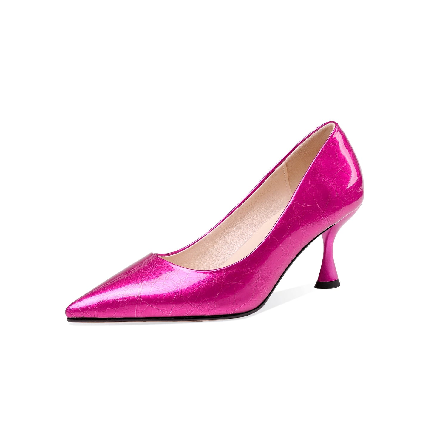 Nine Seven Women's Handmade Glossy Patent Leather Sexy Kitten Heel Pointed Toe Glitter Elegant Pumps