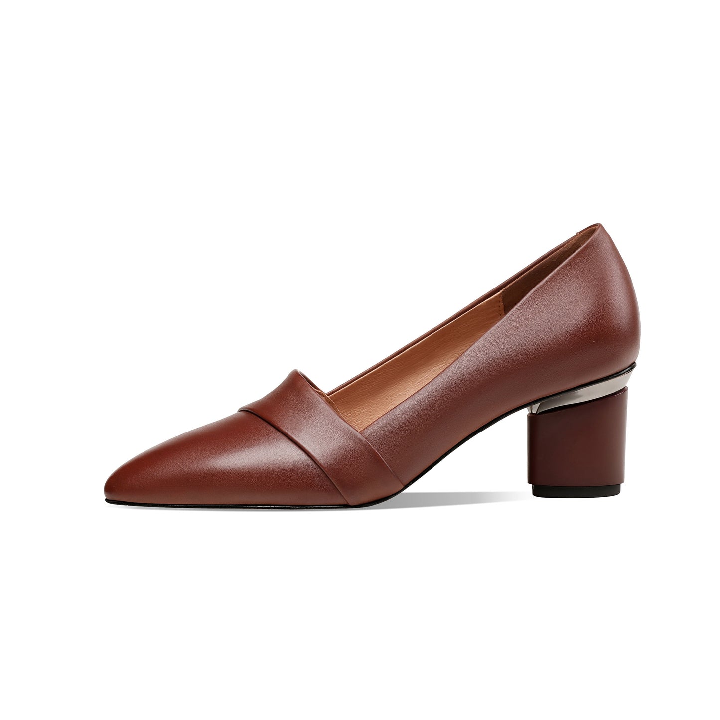 Nine Seven Women's Genuine Leather Pointed Toe Handmade Mid Heels Slip On Vintage Pumps Shoes