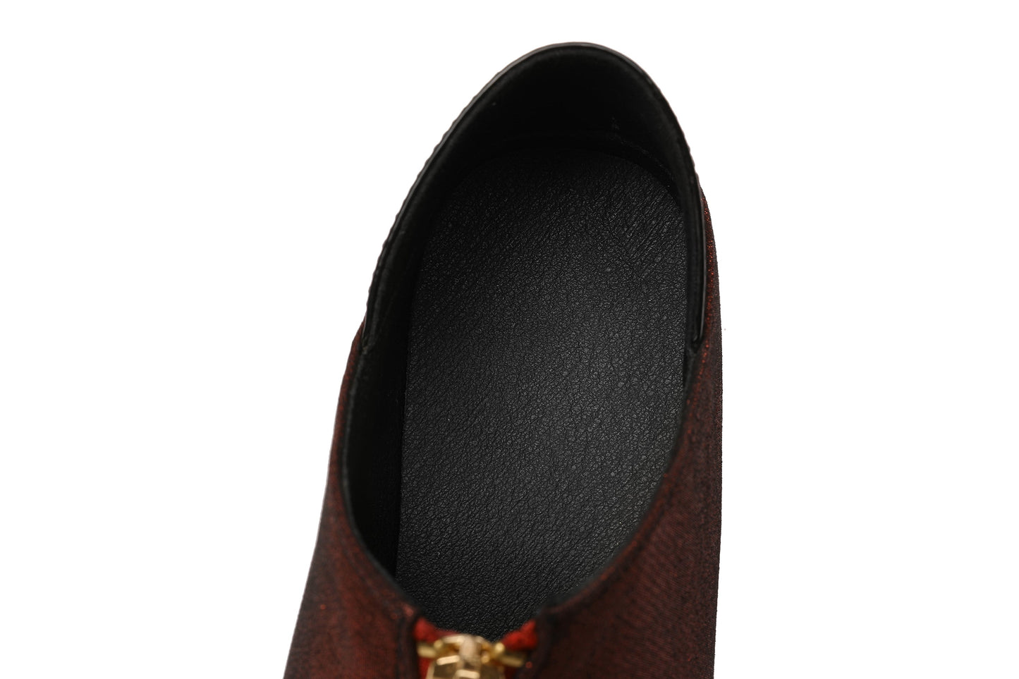 Nine Seven Genuine Leather Pointed Toe Handmade Front Zipper Low Chunky Heels Women's Pumps Shoes