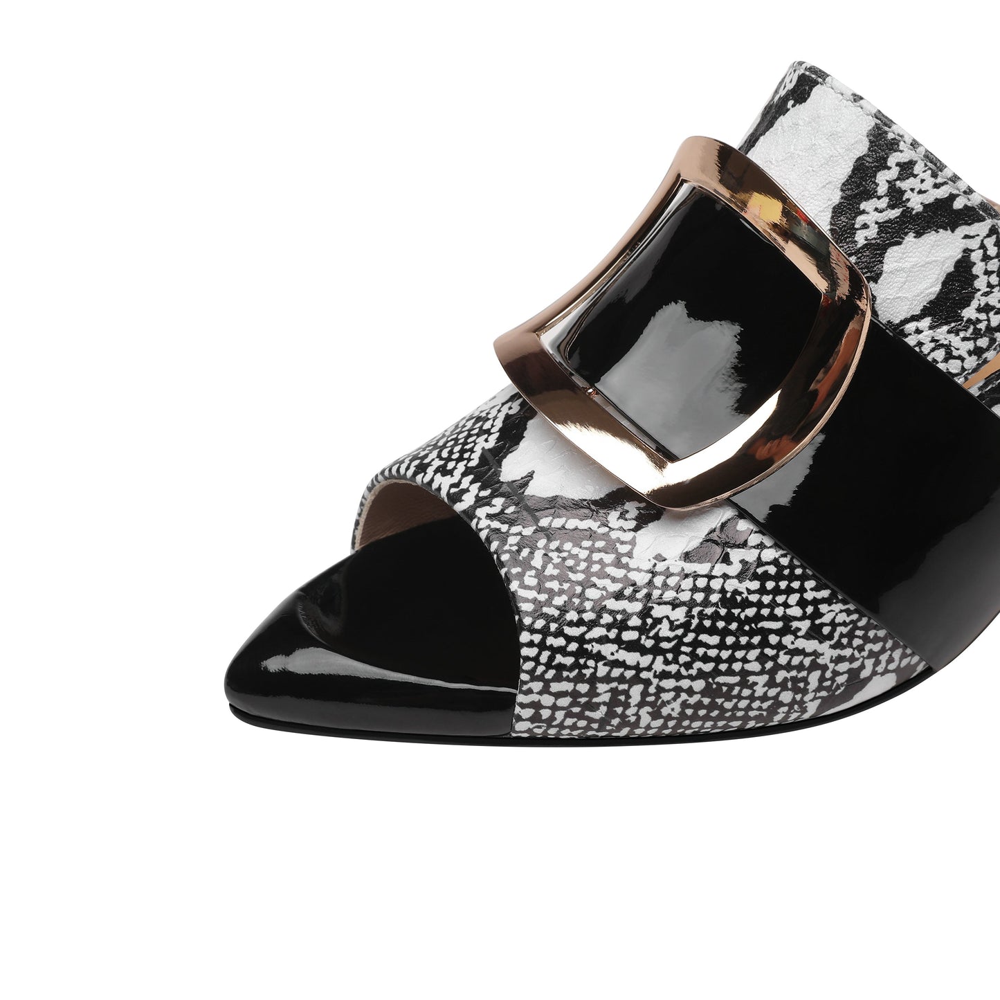 Nine Seven Women's Handmade Leather Comfortable Unique Design Heel Peep Toe Slip On Mule Pumps