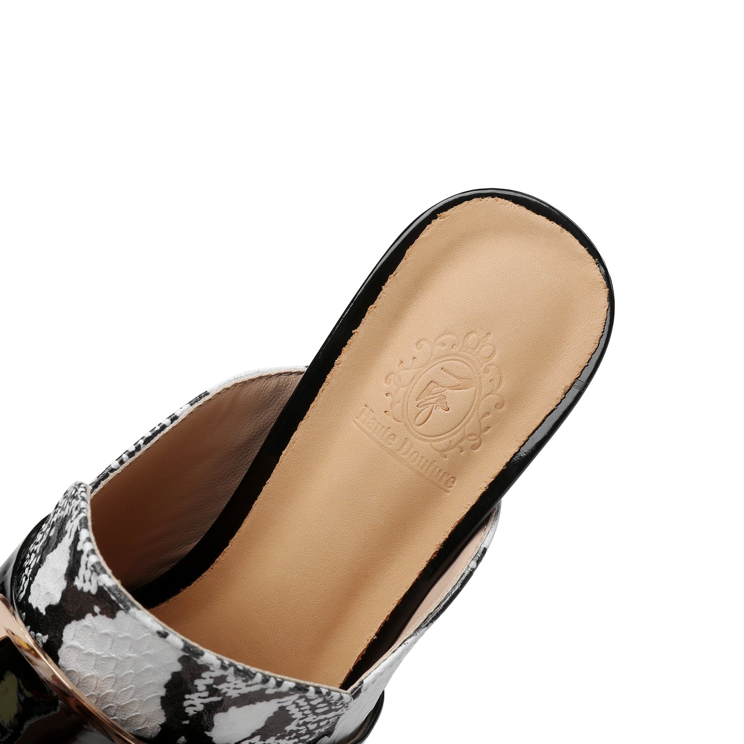 Nine Seven Women's Handmade Leather Comfortable Unique Design Heel Peep Toe Slip On Mule Pumps