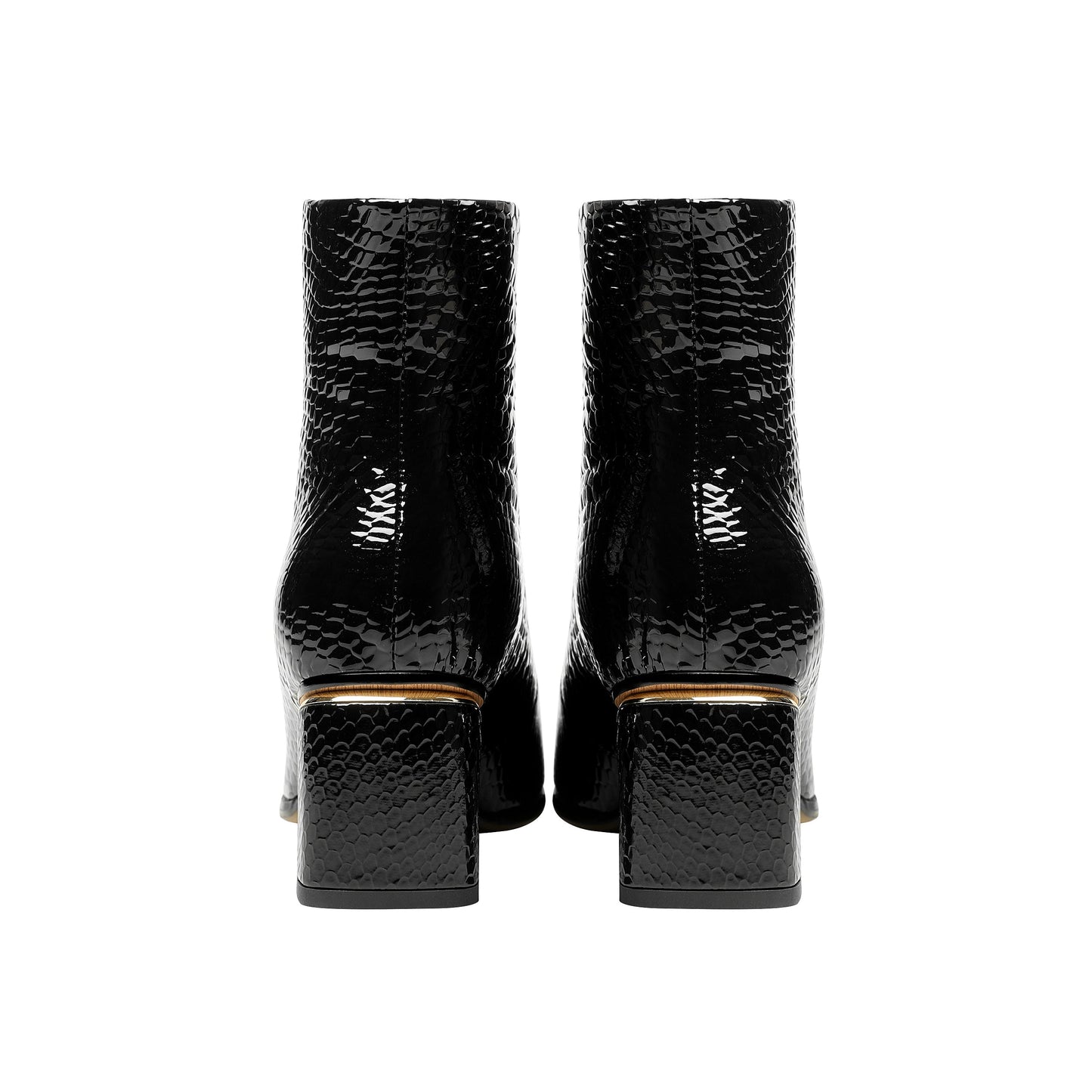 Nine Seven Women's Handmade Genuine Leather Pointed Toe Stylish Front Zip Up Mid Chunky Heel Ankle Booties