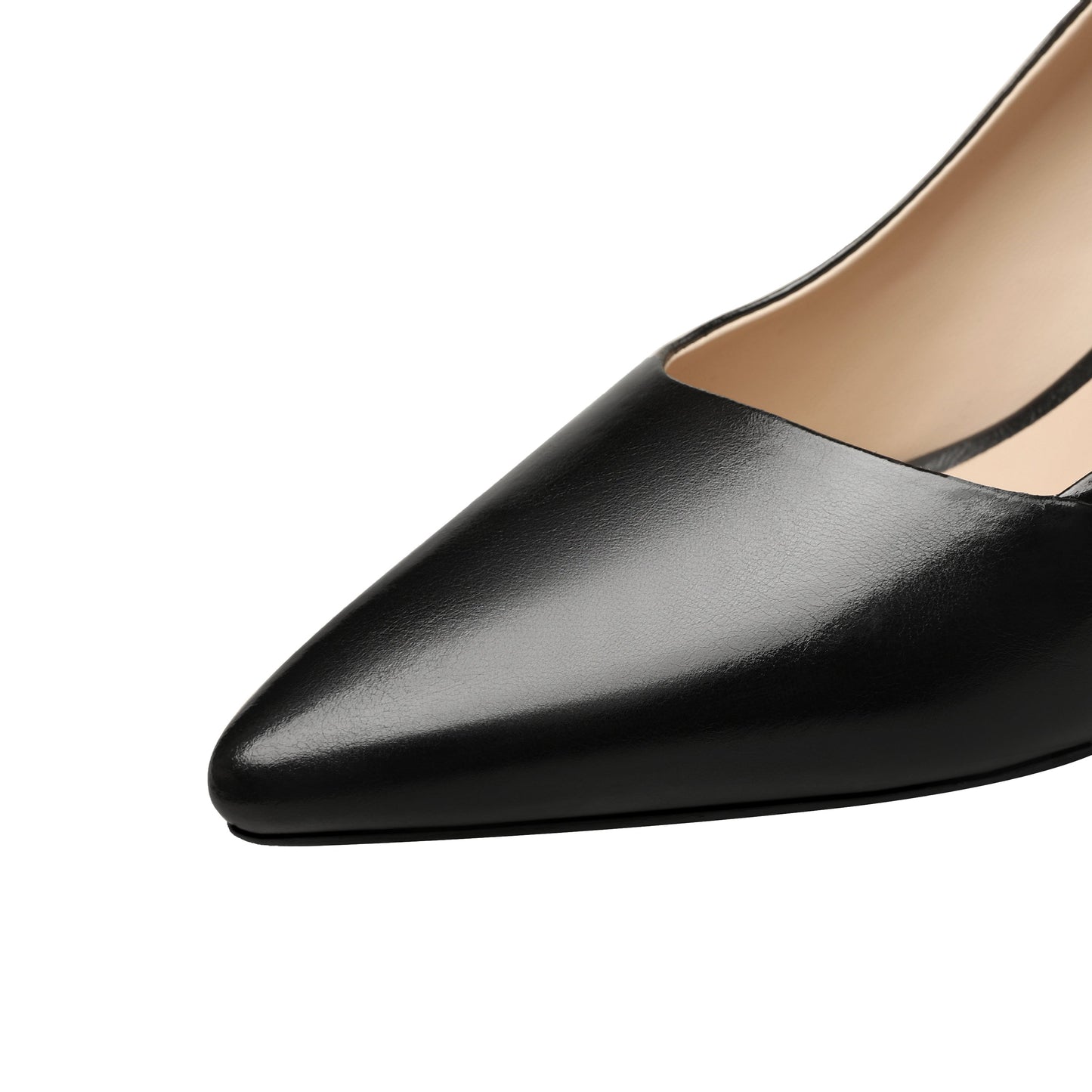 Nine Seven Genuine Leather Women's Handmade Clear Pointed Toe Mid Spool Heel Slip On Elegant Office Pumps