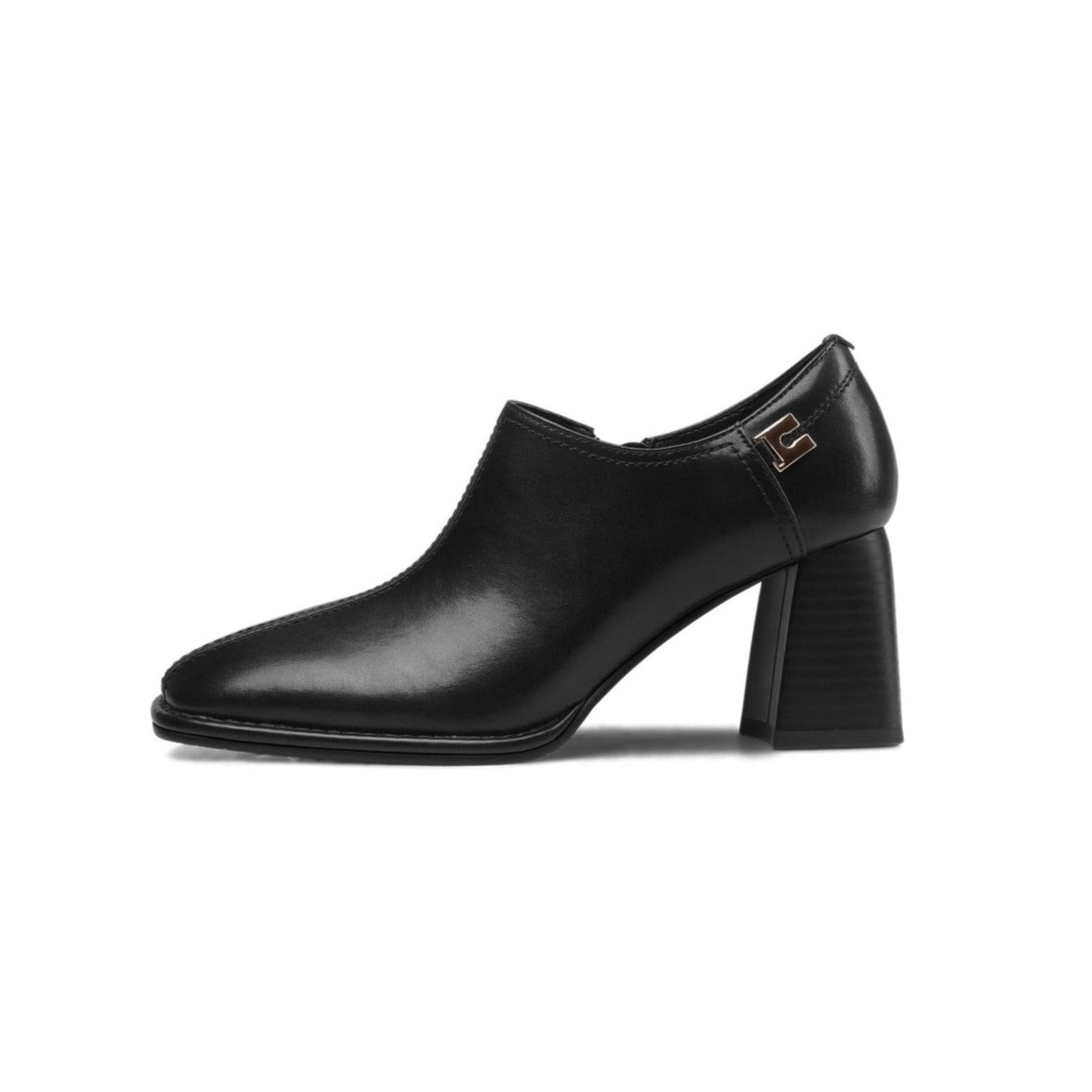 Nine Seven Women's Square Toe Genuine Leather Handmade Side Zipper Mid Chunky Heel Retro Pumps Shoes