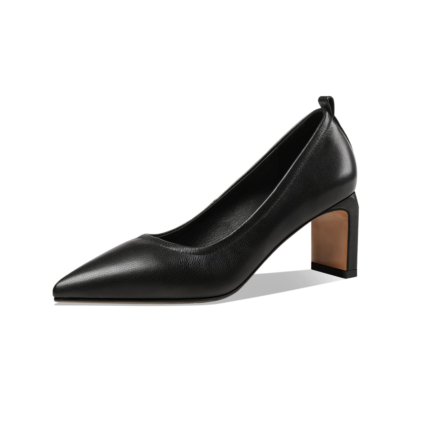 Nine Seven Women's Handmade Genuine Leather Pointed Toe Mid Block Heel Pumps Shoes