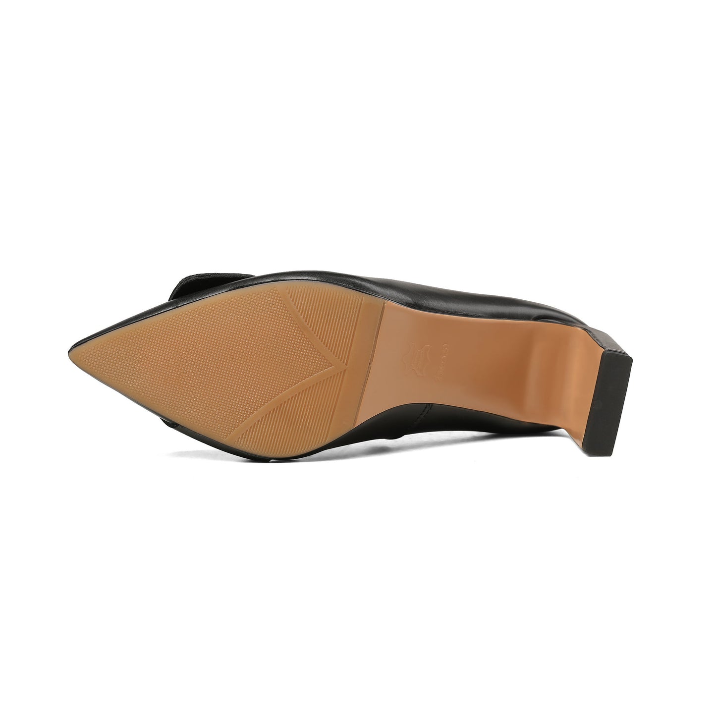 Nine Seven Women's Genuine Leather Pointed Toe Handmade Mid Block Heel Slip On Elegent Pumps Shoes with Buckle
