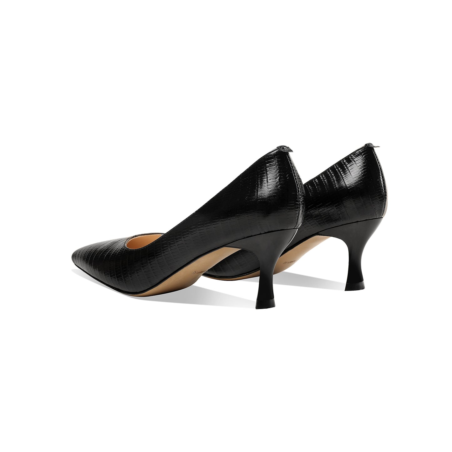 Nine Seven Women's Handmade Genuine Leather Clear Pointed Toe V-Shaped Mid Stiletto Heel Slip On Loafer Pumps
