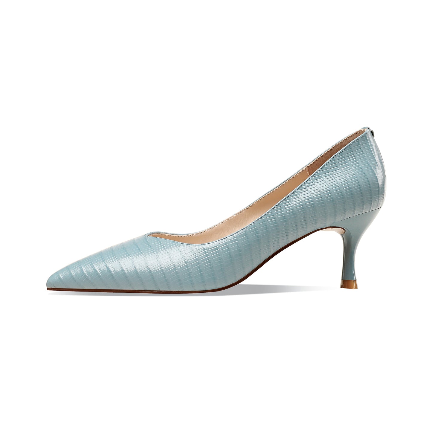 Nine Seven Women's Handmade Genuine Leather Clear Pointed Toe V-Shaped Mid Stiletto Heel Slip On Loafer Pumps