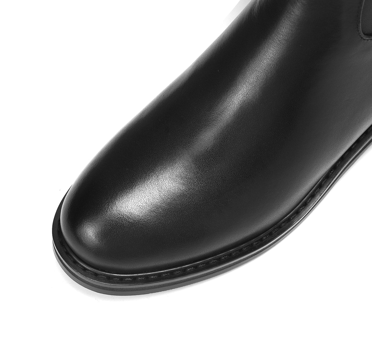 Nine Seven Women's Genuine Leather Round Toe Handmade Half Side Zipper Low Chunky Heel Over Knee Boots