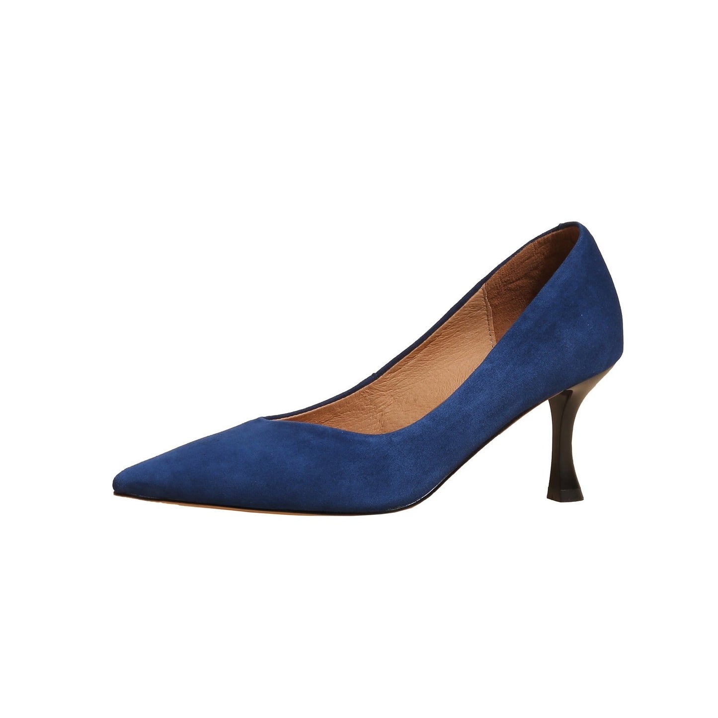 Nine Seven Handmade Suede Leather Women's Clear Pointed Toe Mid Heel Slip On Loafer Pumps