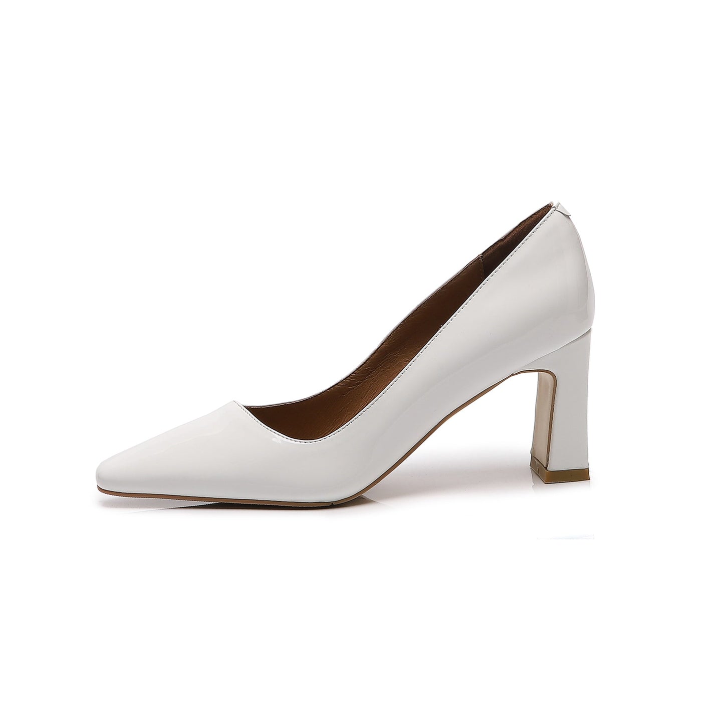 Nine Seven Women's Patent Leather Handmade Square Toe Mid Heels Slip On Chic Pumps Shoes