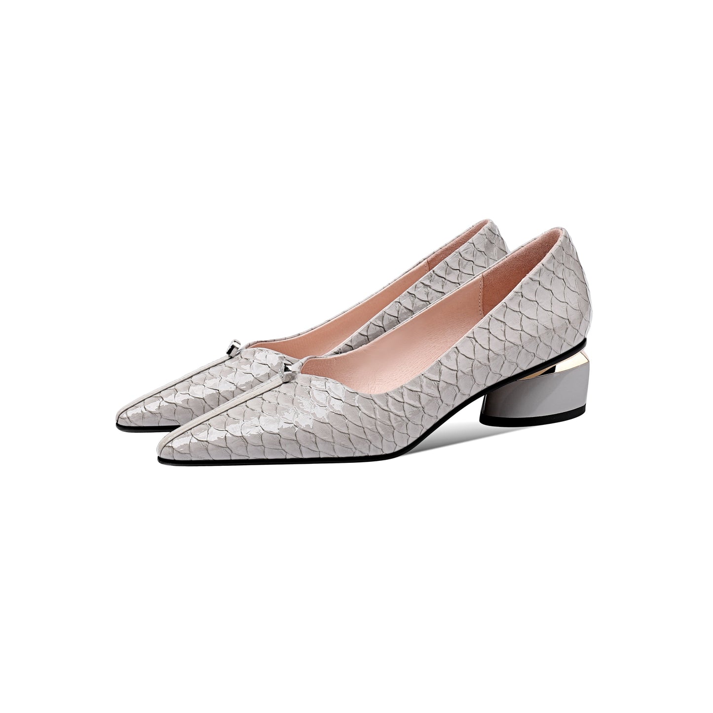 Nine Seven Women's Handmade Genuine Leather Pointed Toe Comfort Low Chunky Heel Loafer Shoes