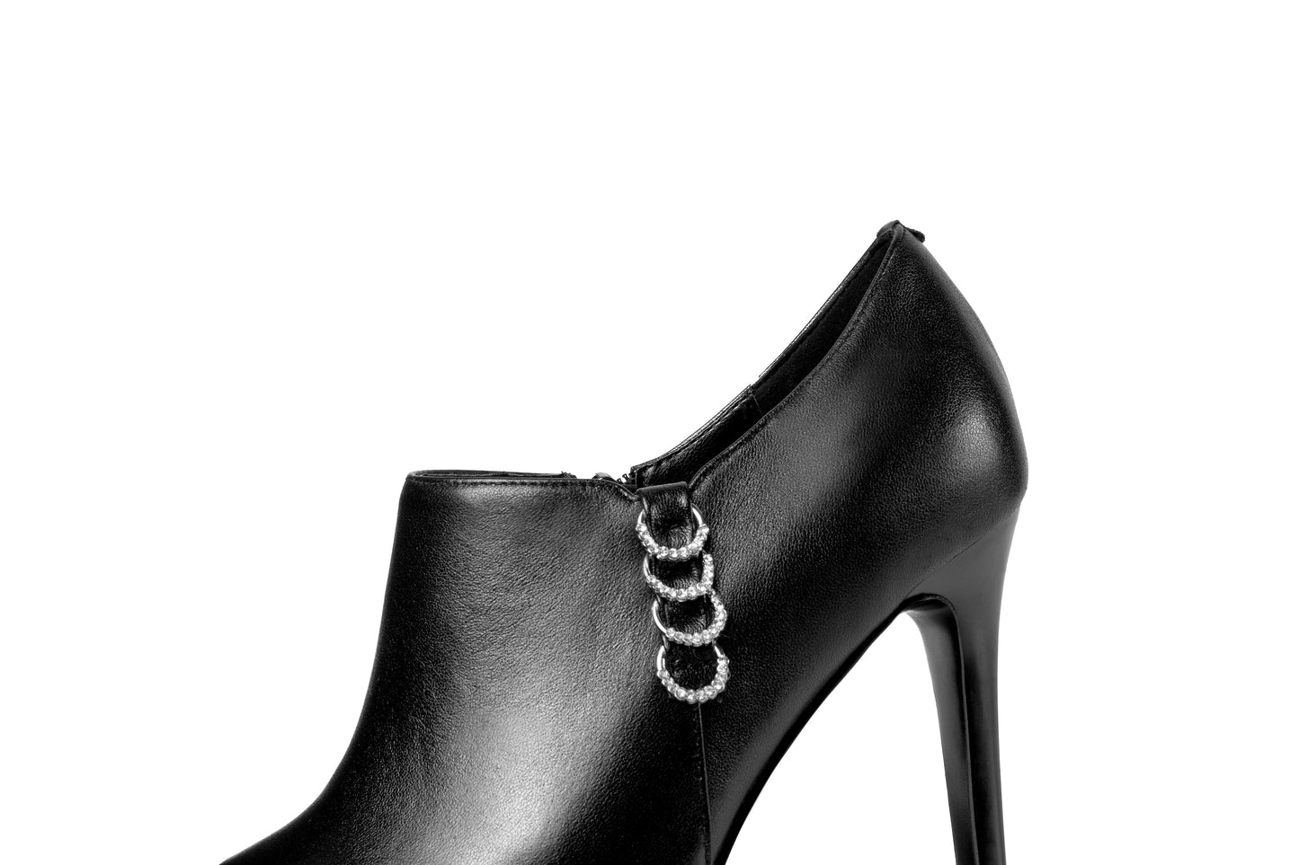 Nine Seven Women's Genuine Leather Pointed Toe Handmade Side Zipper Stiletto High Heels Elegant Pumps Shoes