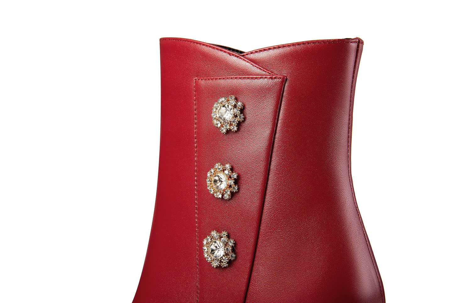 Nine Seven Handmade Women's Genuine Leather Side Zip Up Metal Heel Pointed Toe Ankle Booties with Glitter Flowers
