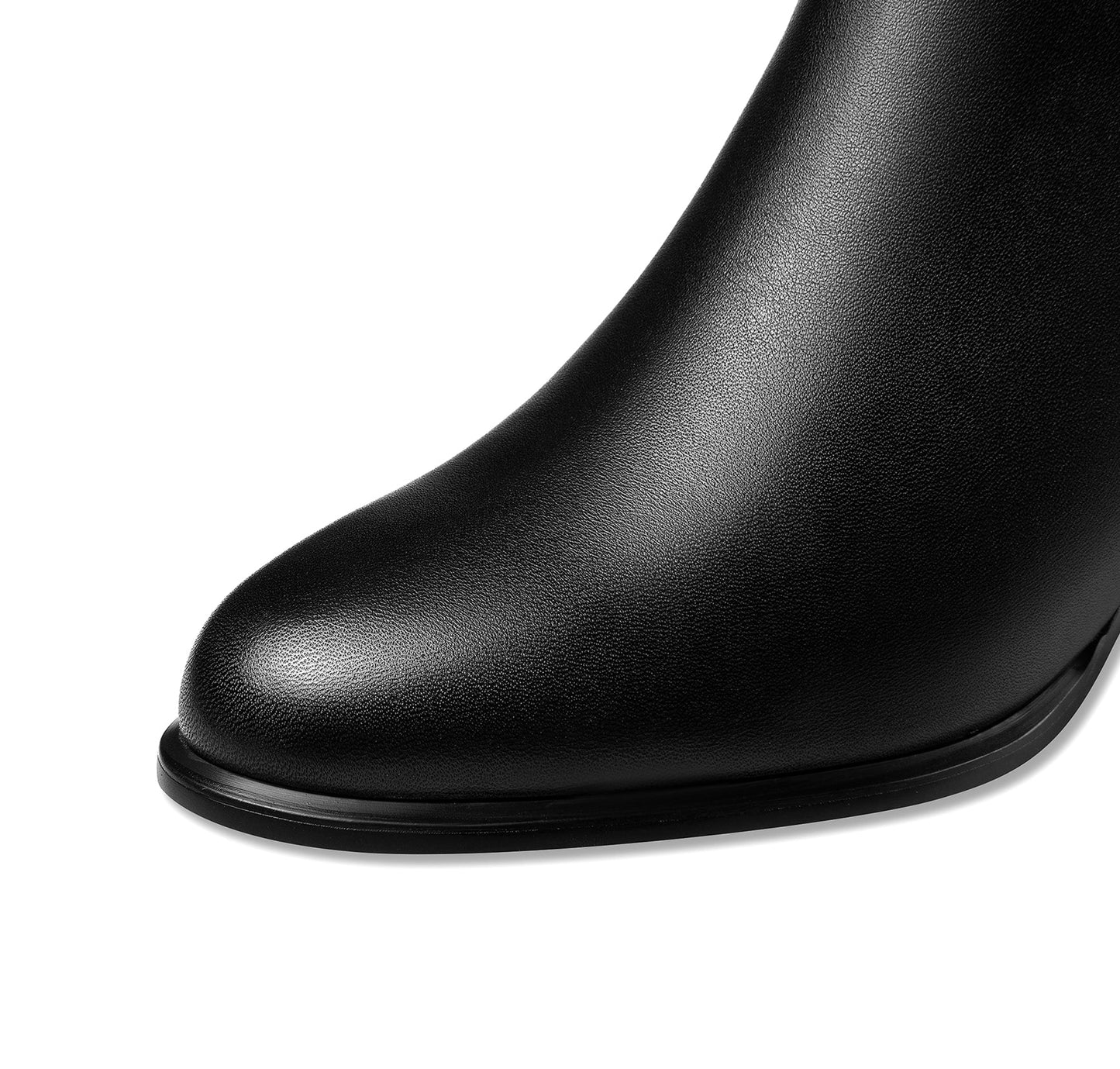 Nine Seven Handmade Women's Genuine Leather Side Zip Up Chunky Heel Round Toe Stylish Ankle Booties