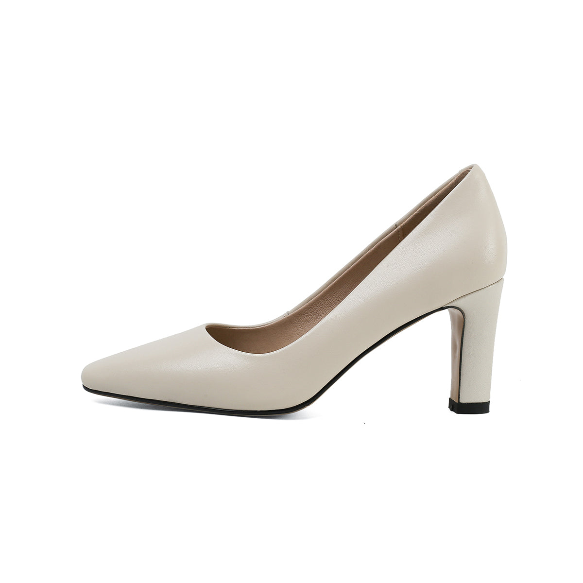 Nine Seven Women's Genuine Leather Handmade High Heel Square Toe Easy Slip On Pump Shoes