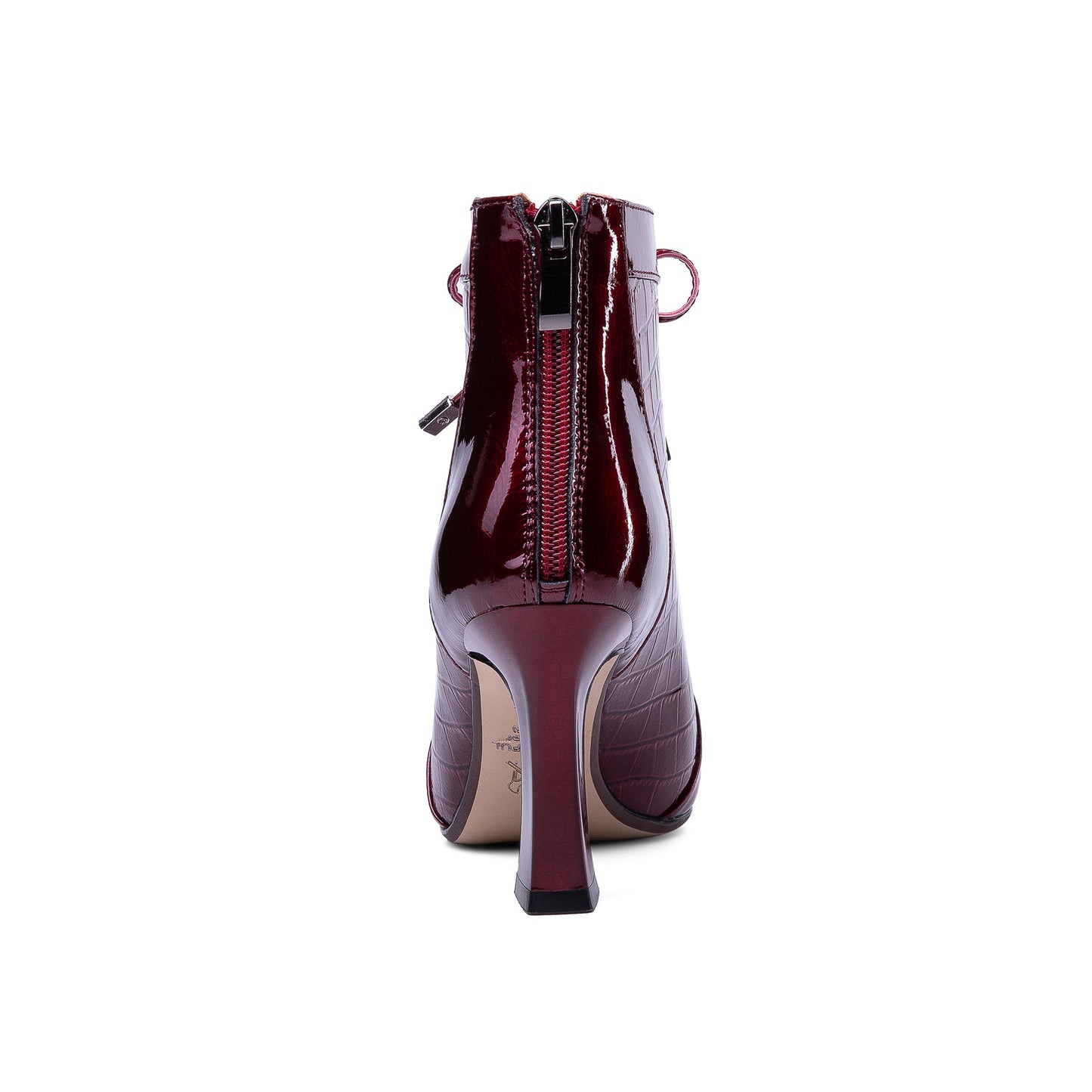 Nine Seven Women's Handmade Patent Leather Pointed Toe Sexy High Spool Heel Zip Up Plus-Size Ankle Booties with Bowtie