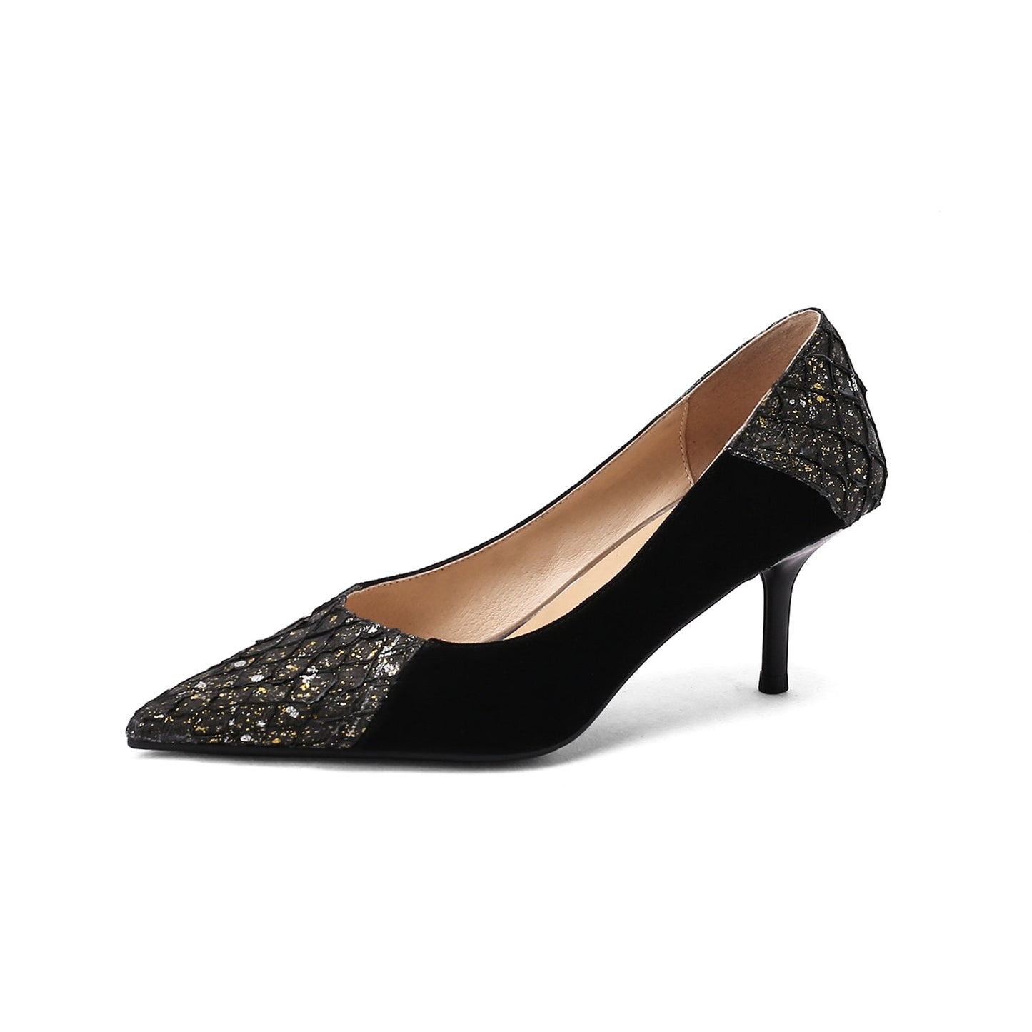 Nine Seven Women's Suede Leather Pointed Toe Handmade Stiletto Mid Heels Slip On Dress Pumps Shoes