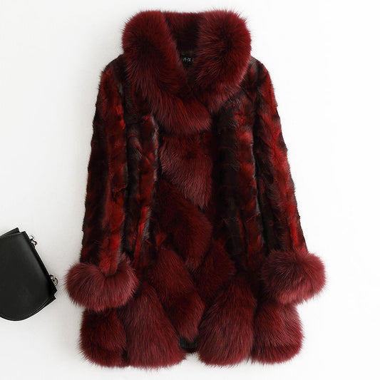 BelaCustom Mink Fur Women's Overcoat Long Coat Customization