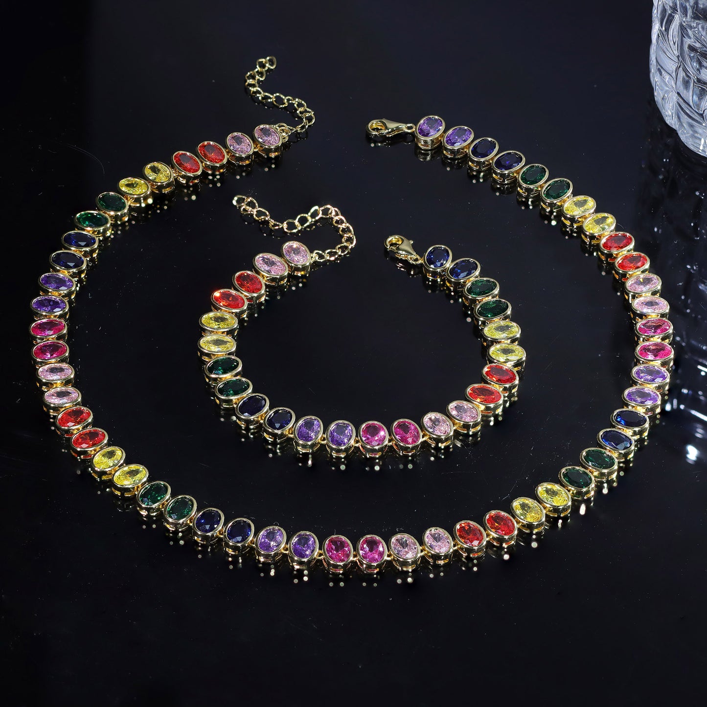 Women's Colorful Necklaces Glitter Crystal Stone Bead Adjustable Chokers