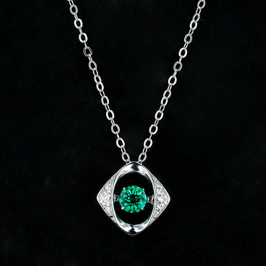 Green Crystal Moissanite Collarbone Necklaces for Women 925 Sterling Silver Jewelry Pendant Necklace Gifts