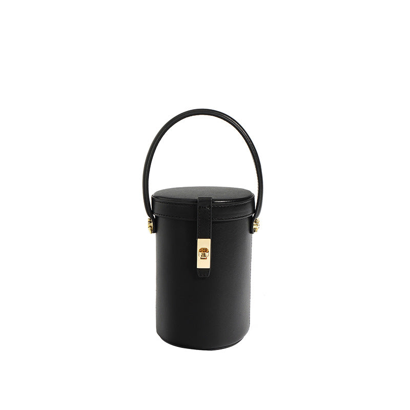 Tote Handbag Genuine Leather Women's Handmade Adjustable Strap Cylinber Crossbody Shoulder Bucket Bags