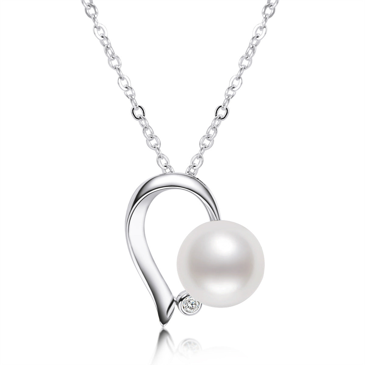 Pearl Necklaces for Women White Pearl Pendant Necklace S925 Sterling Silver Chain Jewelry 7.5mm - 8mm