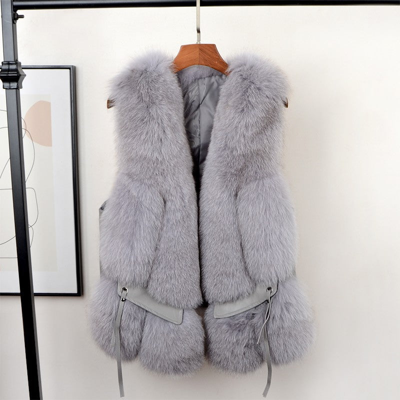 BelaCustom Women's Winter Fox Fur Vest Customization