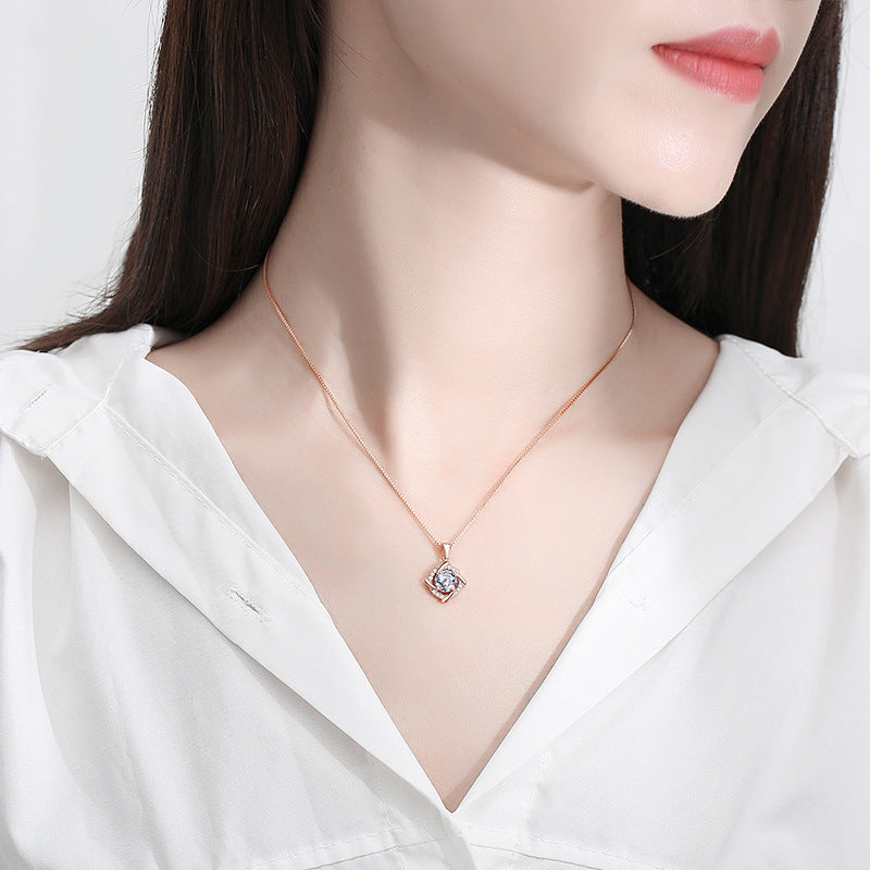 Genuine Moissanite Collarbone Necklaces for Women Glitter Rhinestone Jewelry 0.5-1 CT Necklace Gifts