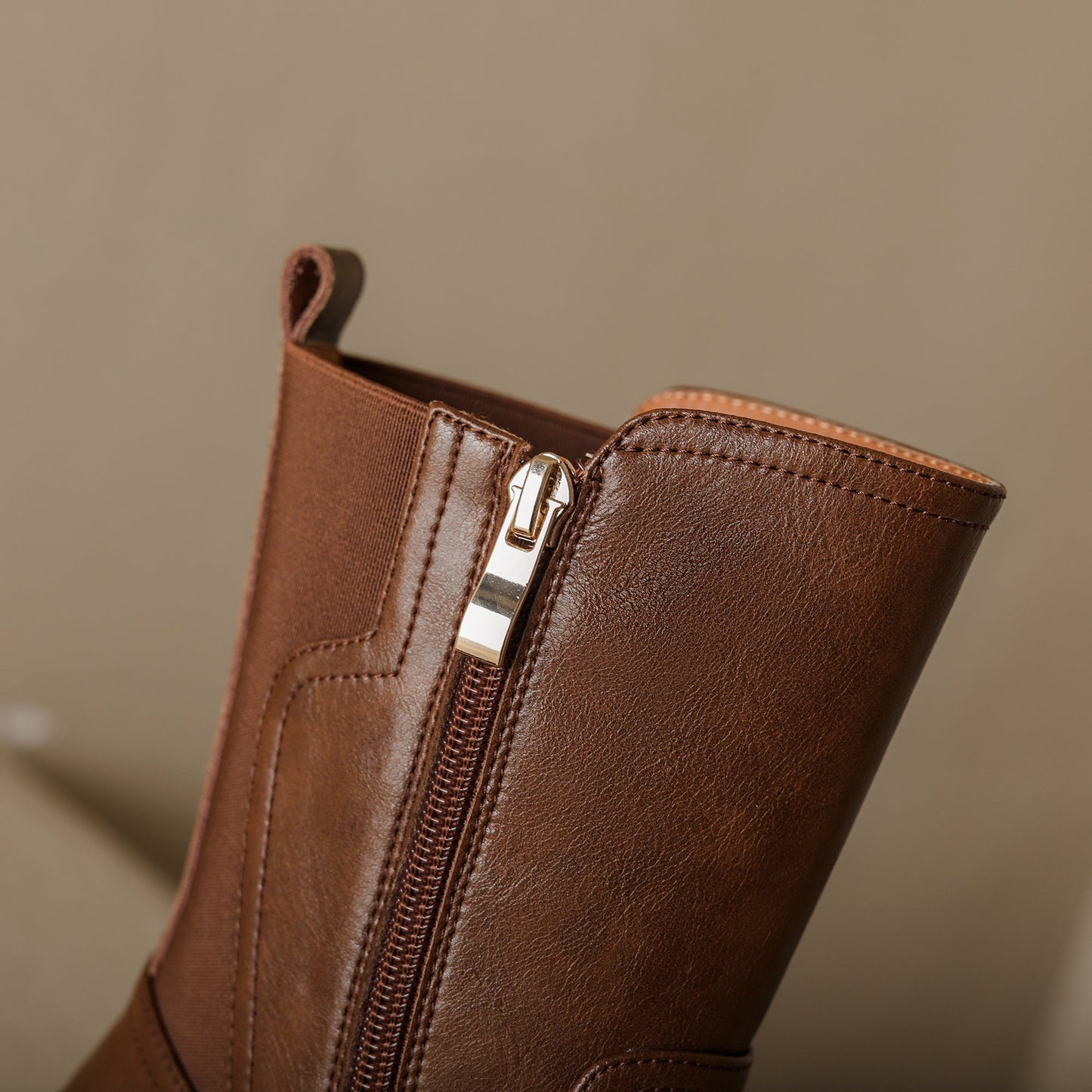 Nine Seven Women's Genuine Leather Handmade Round Toe Side Zip Up Mid Block Heel Mid Calf Boots