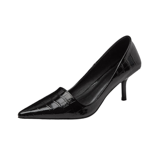 Nine Seven Women's Genuine Leather Handmade Pointed Toe Mid Stiletto Heel Slip On Loafer Pumps