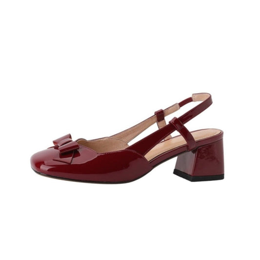 Nine Seven Women's Glossy Patent Leather Handmade Block Heel Cute Bowtie Classic Slingback Pumps