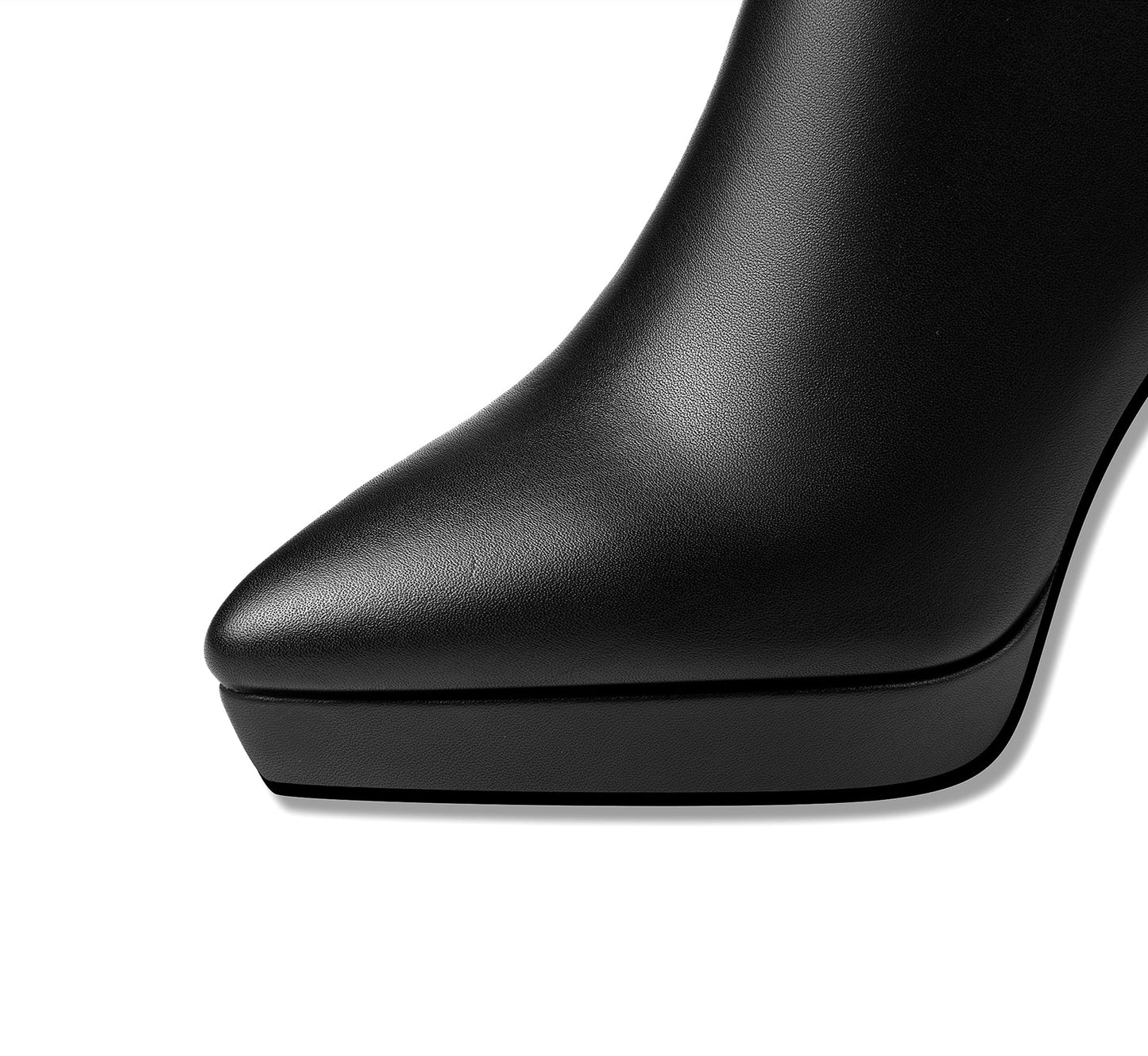 Women's Genuine Leather Pointed Toe Handmade Platform Side Zipper Stiletto High Heels Chic Ankle Boots