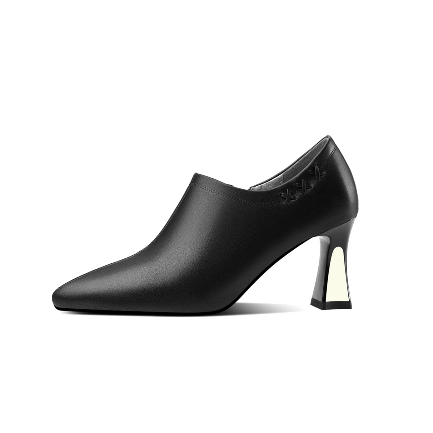 Nine Seven Genuine Leather Women's Handmade Pointed Toe Side Zip Up Elegant Pumps