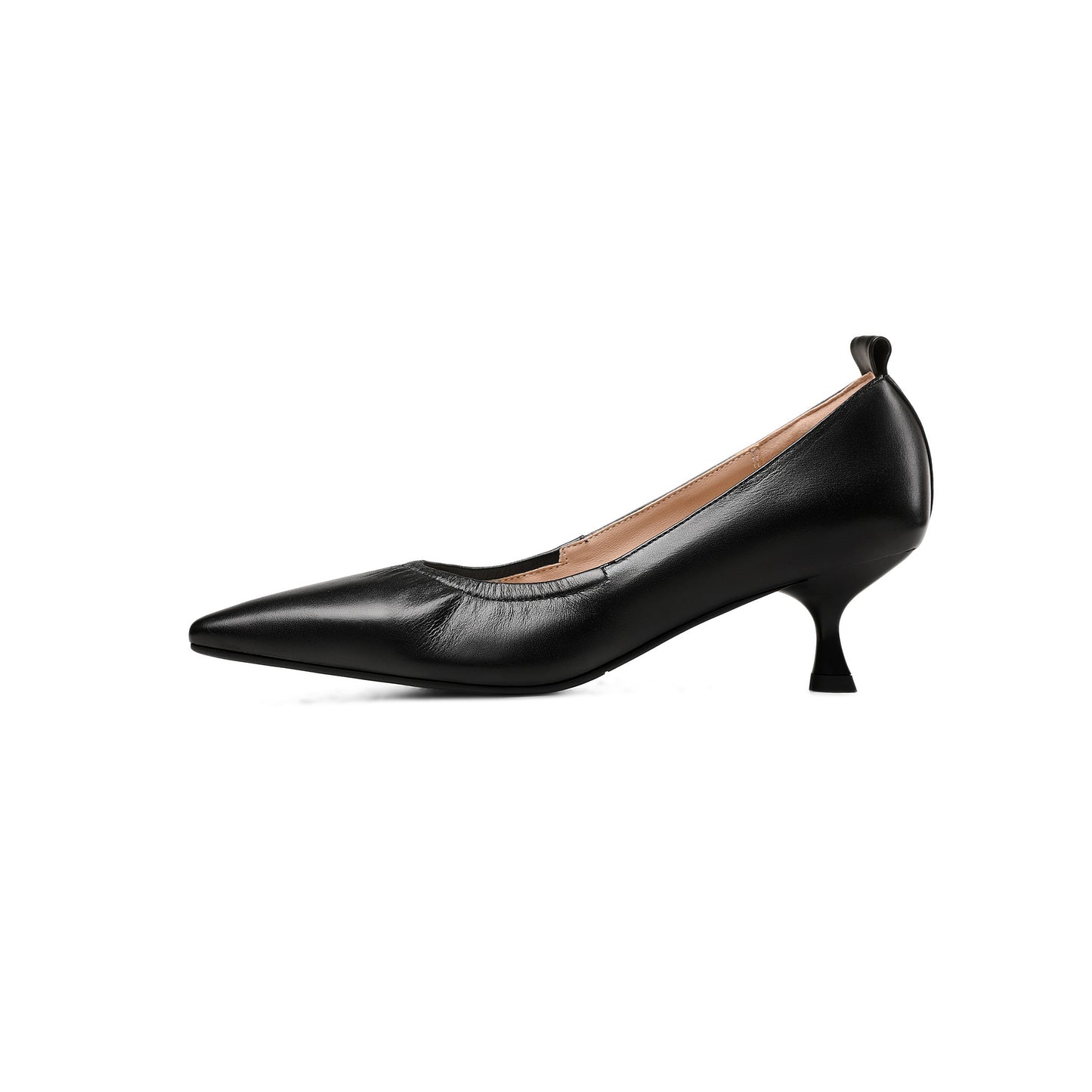 Women's Genuine Leather Pointed Toe Handmade Stiletto Low Heels Slip On Pumps Shoes