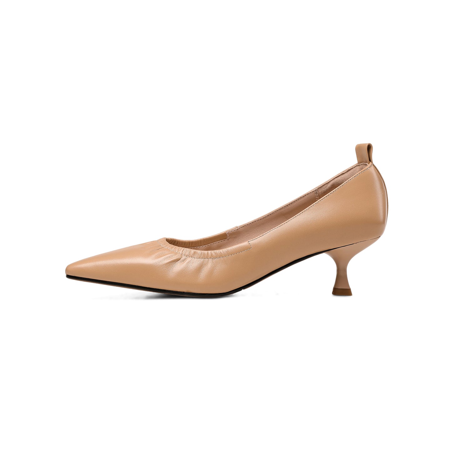 Women's Genuine Leather Pointed Toe Handmade Stiletto Low Heels Slip On Pumps Shoes