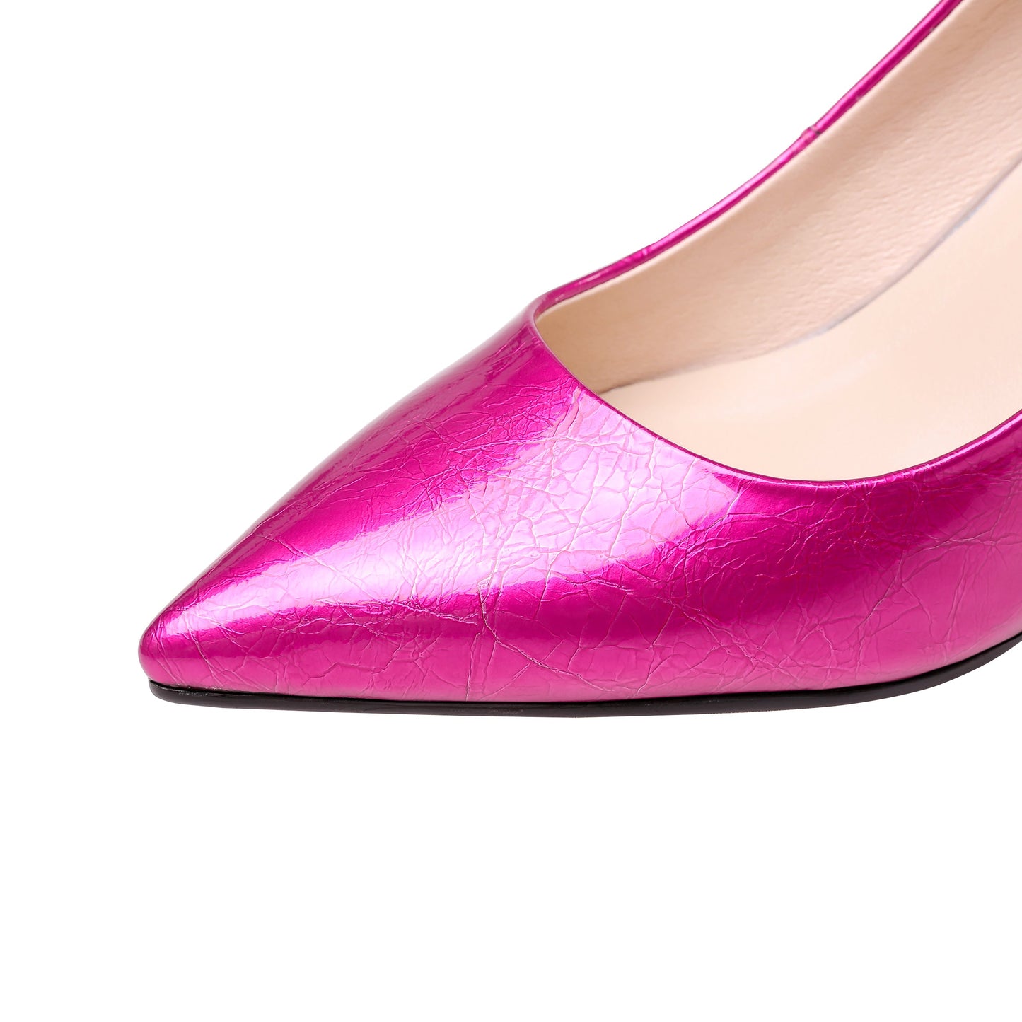 Women's Handmade Glossy Patent Leather Sexy Kitten Heel Pointed Toe Glitter Elegant Pumps