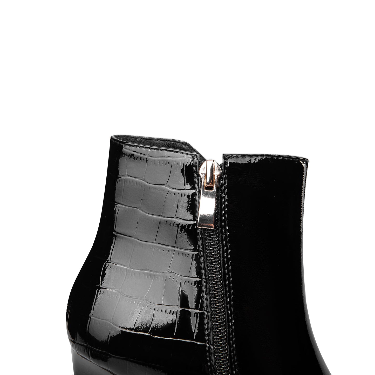 Women's Handmade Patent Leather Pointed Toe High Heel Side Zip Up Glossy Plus Size Ankle Booties